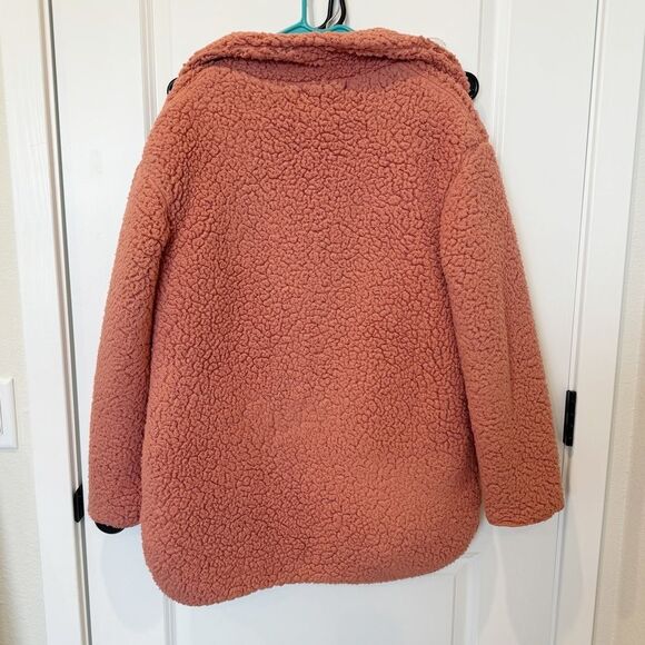 Anthropologie Pink Sherpa Hidden Button Up Jacket XS - Picture 6 of 7